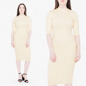 American Apparel Cream Ivory Mock Neck Midi Dress
